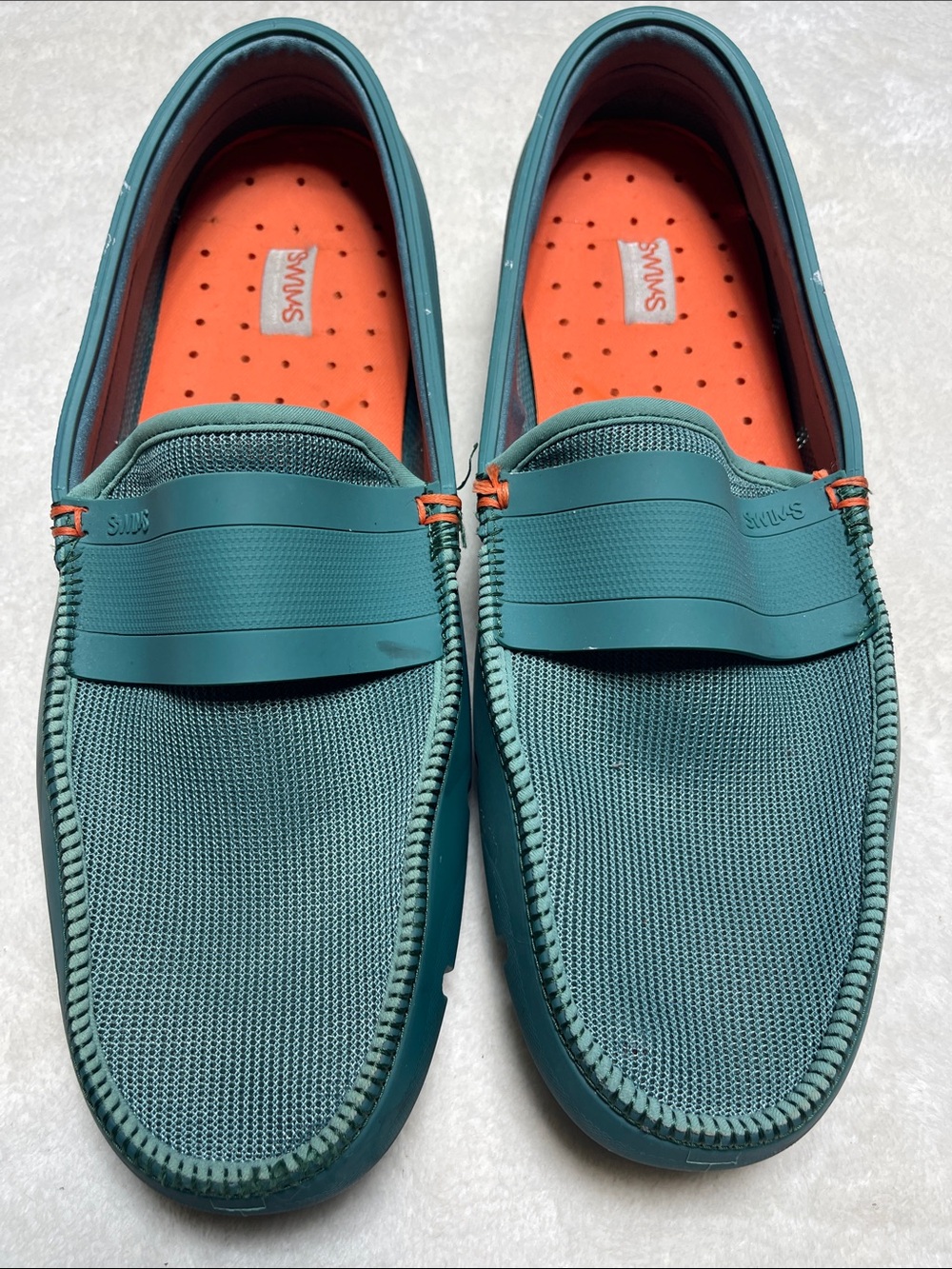 Swims Teal Loafers with Orange Insole Size 13 Men’s